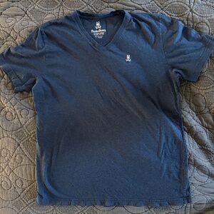 Psycho Bunny Men's Dark Blue V-Neck T-Shirt